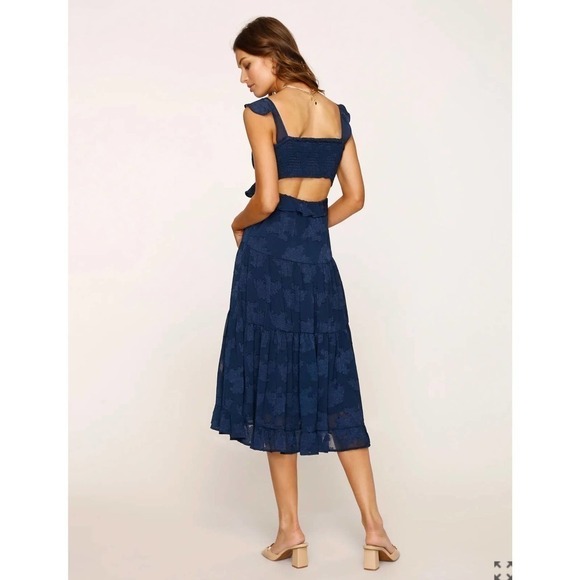 HEARTLOOM Black Floral Ruffle Midi NWT Dress- Large - Picture 6 of 6